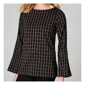 J.Jill Boatneck Grid Pattern A-line Ponte Top